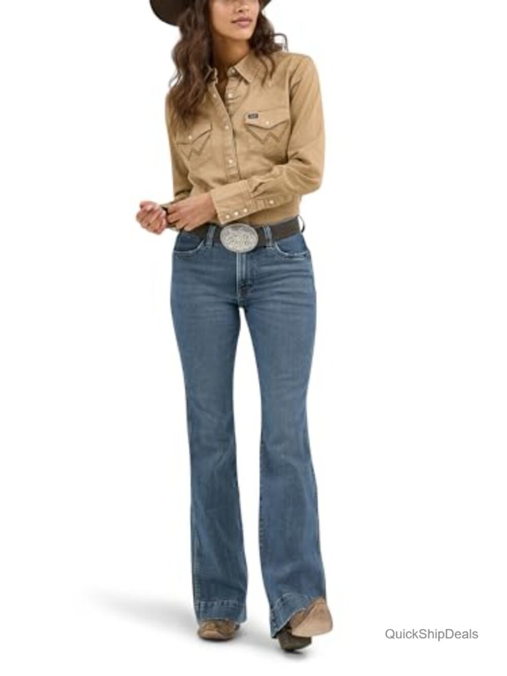 Wrangler Western Snap Work Shirt Long Sleeve Blouse